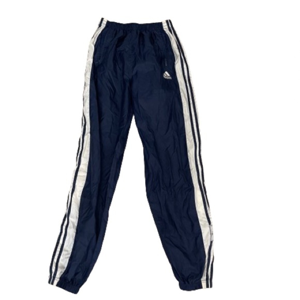 Men’s Adidas Vintage Snap Off Navy Blue Basketball Track Pants Size Medium!